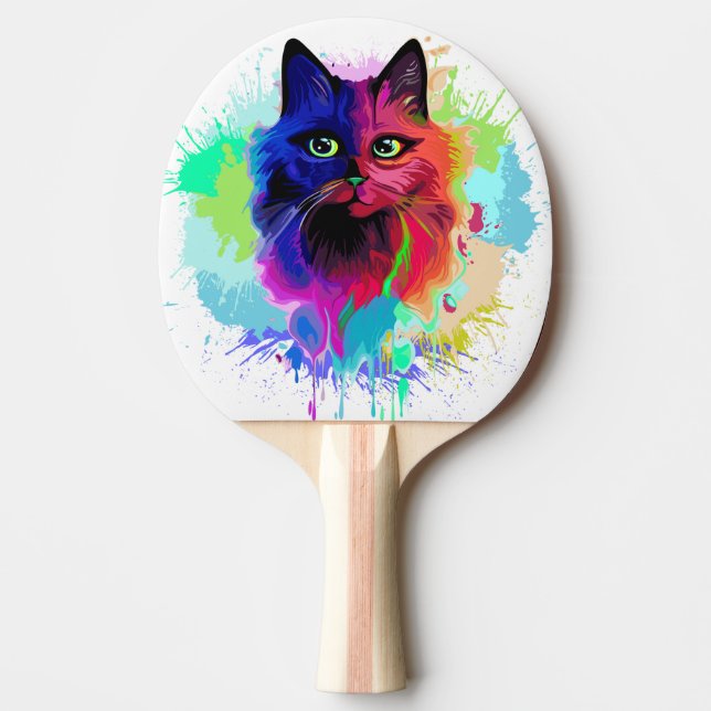 Cat Trippy Psychedelic Pop Art  Ping Pong Paddle (Front)