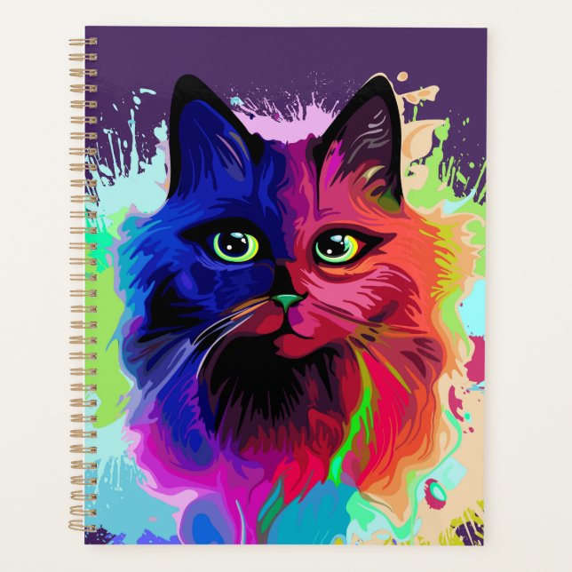 Cat Trippy Psychedelic Pop Art  Planner (Front)