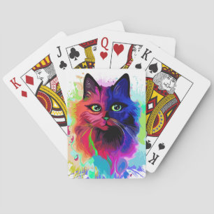 Cat Trippy Psychedelic Pop Art  Playing Cards
