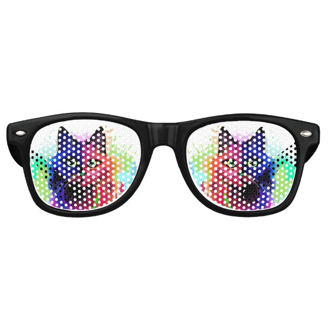 Cat Trippy Psychedelic Pop Art  Retro Sunglasses (Front)
