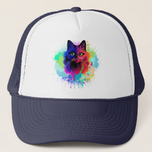 Cat Trippy Psychedelic Pop Art  Trucker Hat