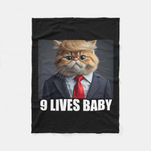 Cat Trump 9 Lives Ba1 Fleece Blanket
