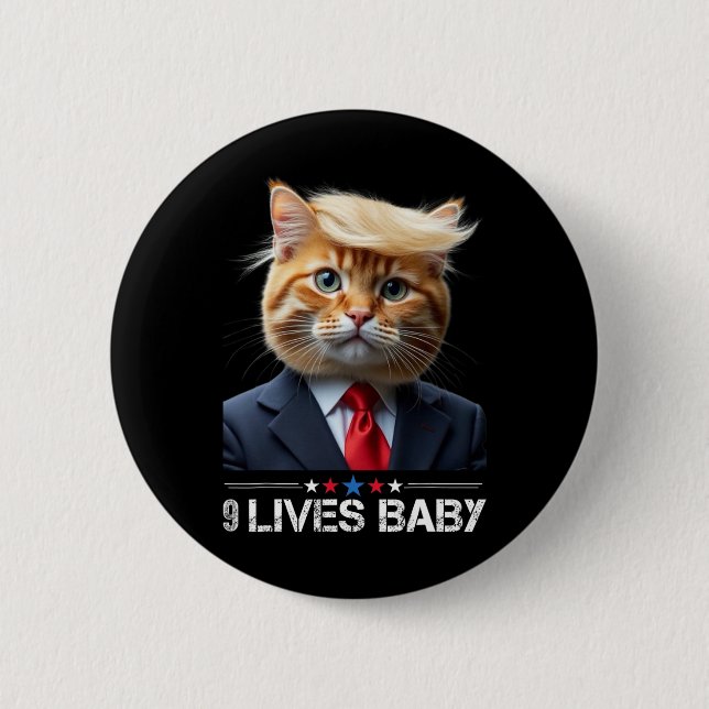 Cat Trump 9 Lives Ba1funny Trump Meme  6 Cm Round Badge (Front)