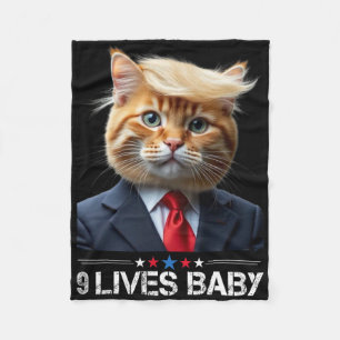 Cat Trump 9 Lives Ba1funny Trump Meme Fleece Blanket