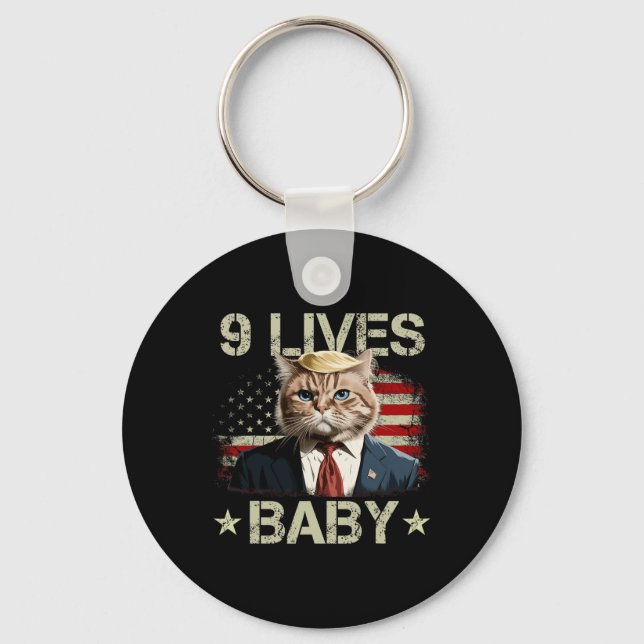 Cat Trump 9 Lives Ba  Key Ring (Front)
