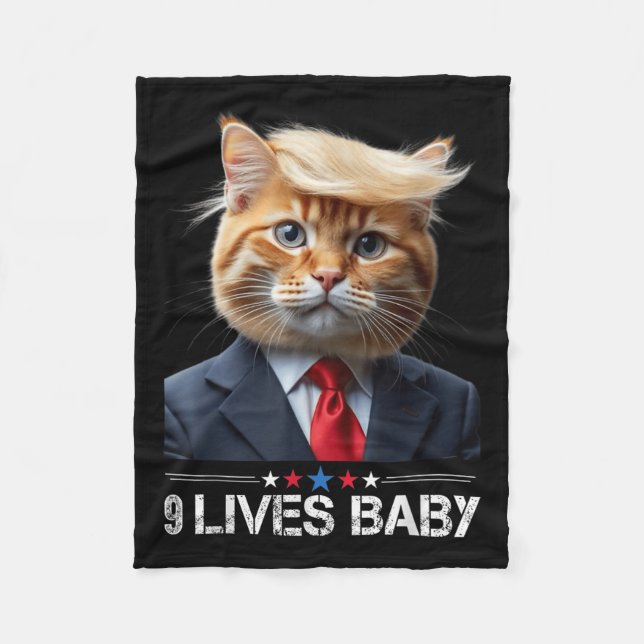 Cat Trump 9 Lives Baby _2  Fleece Blanket (Front)