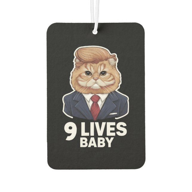 Cat Trump 9 Lives Baby Car Air Freshener (Back)