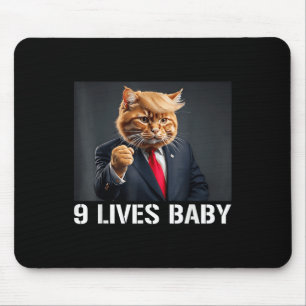 Cat Trump 9 Lives Baby Funny Cat With Trump Hair Mouse Mat
