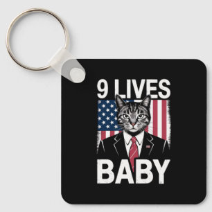 Cat Trump 9 Lives Baby Funny Trump Cat Key Ring