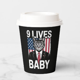 Cat Trump 9 Lives Baby Funny Trump Cat Paper Cups