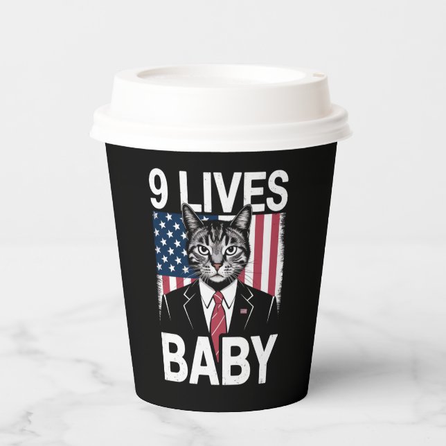 Cat Trump 9 Lives Baby Funny Trump Cat Paper Cups (Front)