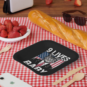 Cat Trump 9 Lives Baby Funny Trump Cat Paper Plate