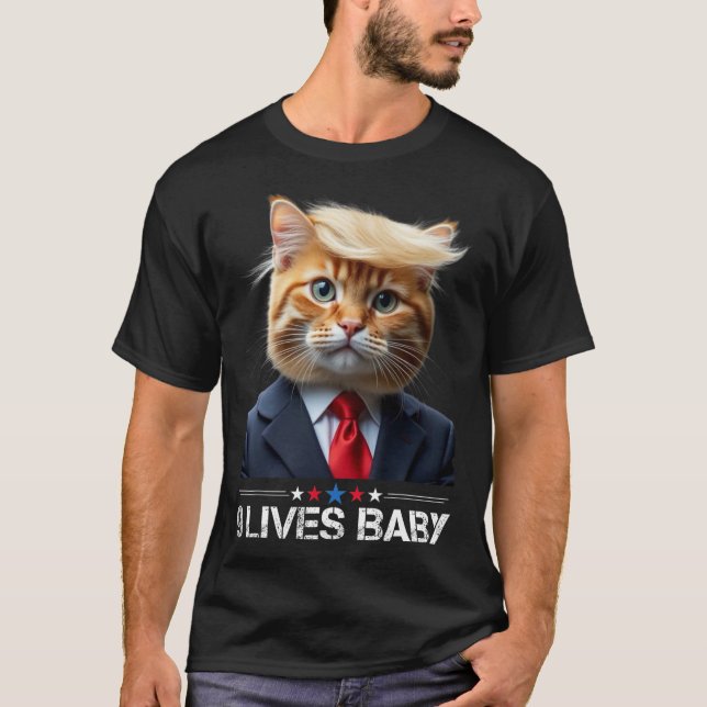 Cat Trump 9 Lives Baby Funny Vote For Trump Cats 2 T-Shirt (Front)
