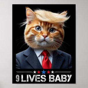 Cat Trump 9 Lives Baby Poster