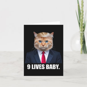 Cat Trump 9 Lives Baby Trump 2024 Win Victory Winn Card