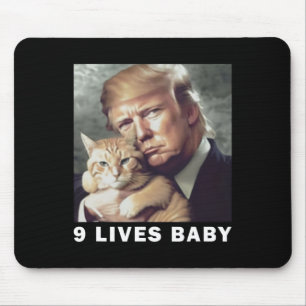 Cat Trump 9 Lives By Trump 2024 Win Victory Winner Mouse Mat