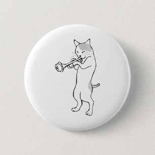Cat trumpet player straight mute wah wah T-Shirt t 6 Cm Round Badge