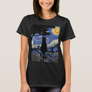 Cat Tshirt, Starry Night Cat Tee, Van Gogh Cat Gif T-Shirt