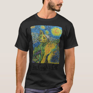 Cat Tshirt, Starry Night Cat, Womens Cat , Van Gog T-Shirt