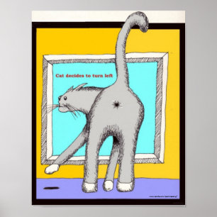 Cat Turning Left Poster