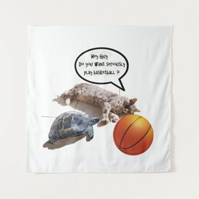 CAT TURTLE AND BASKETBALL TAPESTRY (Front)