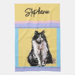 Cat Tuxedo Pastel Cats Womens Pastel Colors Tea Towel