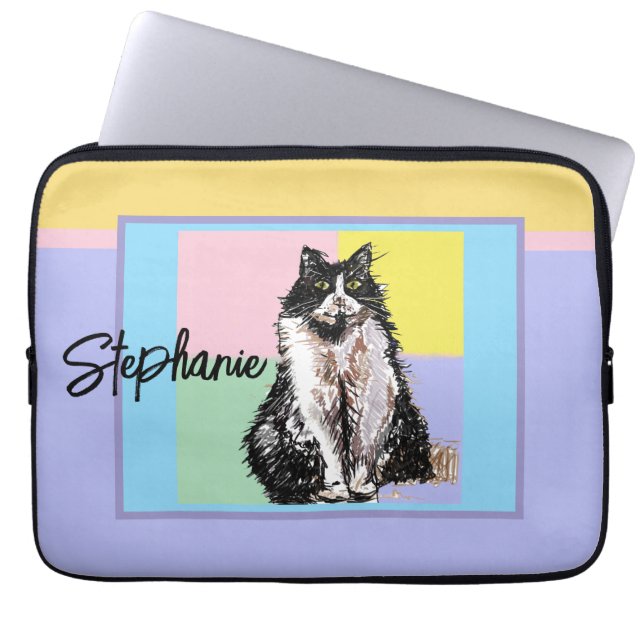Cat Tuxedo Pastel Cats Womens Pastel Girls Pet Laptop Sleeve (Front)