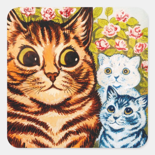 Cat & Two Kittens by Louis Wain Sticker Sheet (Front)