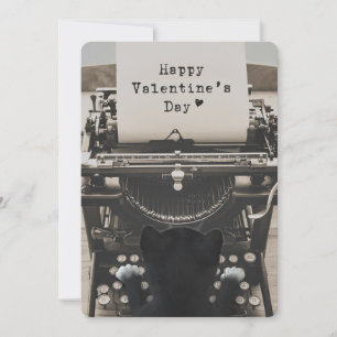 Cat Typing Happy Valentine's Day Holiday Card
