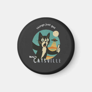 Cat UFO Alien Paranormal funny selfie Magnet