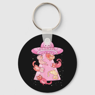 Cat UFO Cute Funny Kitty Kawaii Space Pink Key Ring