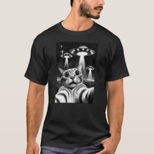 Cat UFO Funny Invasion Meme Retro Alien Cat UFO S T-Shirt