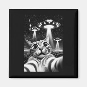 Cat Ufo Funny Invasion Meme Retro Alien Cat Ufo Se Magnet