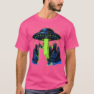 Cat Ufo Invasion Alien Ufo Destroy City With Cat S T-Shirt