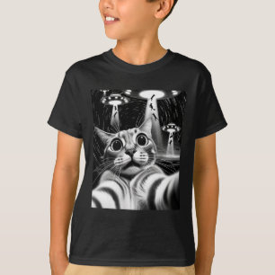 Cat Ufo Invasion _ Funny Cat Meme Retro Alien Cat T-Shirt