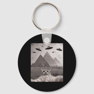 Cat Ufo Meme - Funny Cat Selfie With Ufos  Key Ring