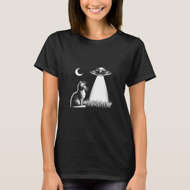 Cat UFO Moon light T-Shirt (Front)