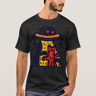Cat Ufo Playing Cat Cat Cult T-Shirt