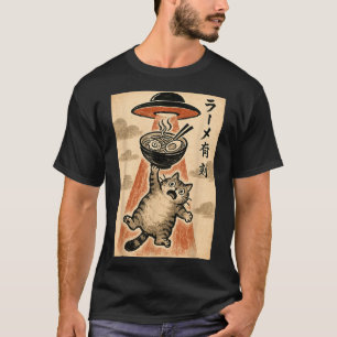 Cat Ufo Ramen Funny Japanese Anime Men Women Teen  T-Shirt