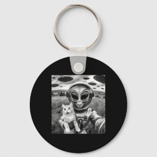 Cat Ufo Selfie Cat Alien Abduction Funny Cat Gifts Key Ring