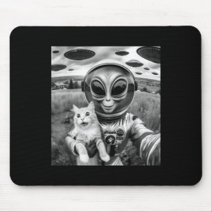Cat Ufo Selfie Cat Alien Abduction Funny Cat Gifts Mouse Mat