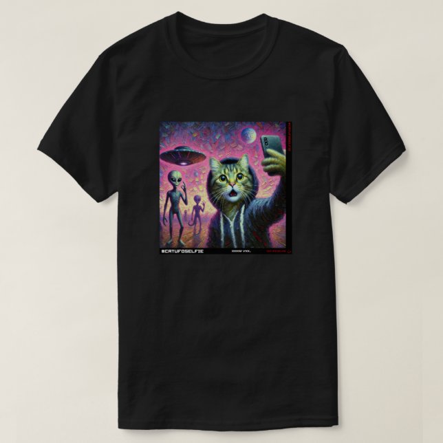 Cat UFO Selfie: Gift From The Kitten #08 T-Shirt (Design Front)
