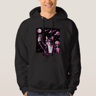 Cat UFO Selfie: Pixel Art #12 (Pink Cat) Hoodie