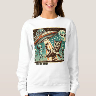 Cat UFO Selfie: Vintage Invasion (Women's Hoodie) Sweatshirt