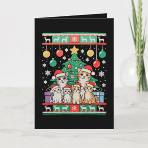 Cat Ugly Christmas Tree Lights Xmas Holiday Card