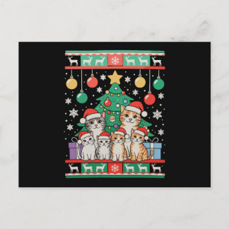 Cat Ugly Christmas Tree Lights Xmas Holiday Postcard