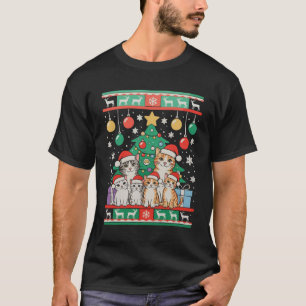 Cat Ugly Christmas Tree Lights Xmas Holiday T-Shirt