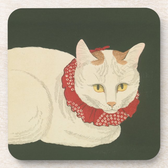 Cat Ukiyo-e print, early 1900s Coaster (Front)