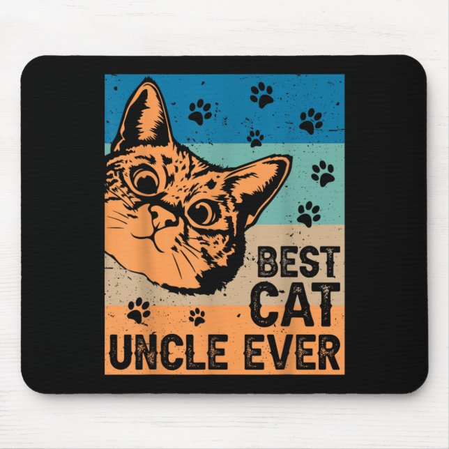 Cat Uncle Funny Kitten Tabby Whiskers Pet Owner Mouse Mat (Front)