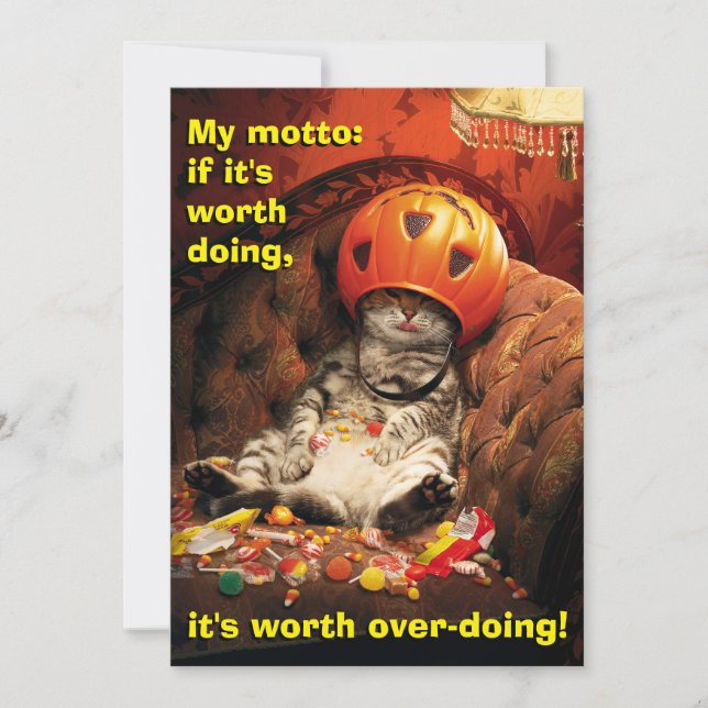 Cat Under Candy Bucket Invitation (Front)